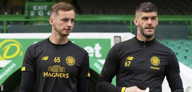 Celtic goalkeepers Conor Hazard and Fraser Forster