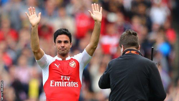 Mikel Arteta after his final Arsenal game