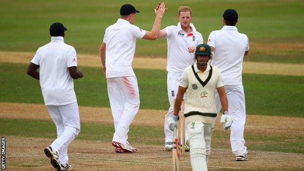 Ben Stokes celebrates removing Usman Khawaja