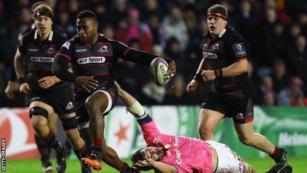 Edinburgh playing Stade Francais at Murrayfield in January