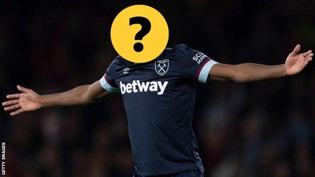 A West Ham player with a question mark hiding his face