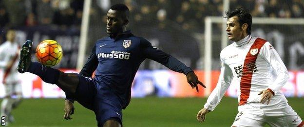 Jackson Martinez (left) in action for Atletico Madrid