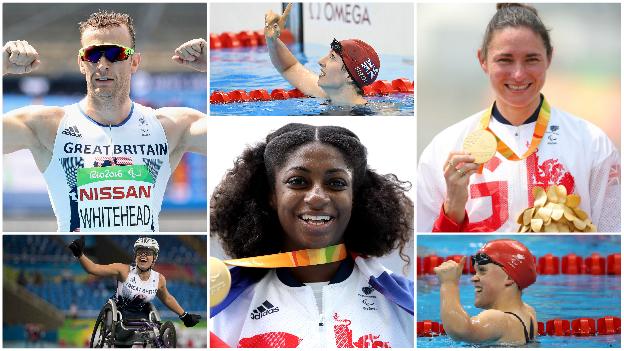 Richard Whitehead, Hannah Cockroft, Bethany Firth, Sarah Storey and Ellie Simmonds.