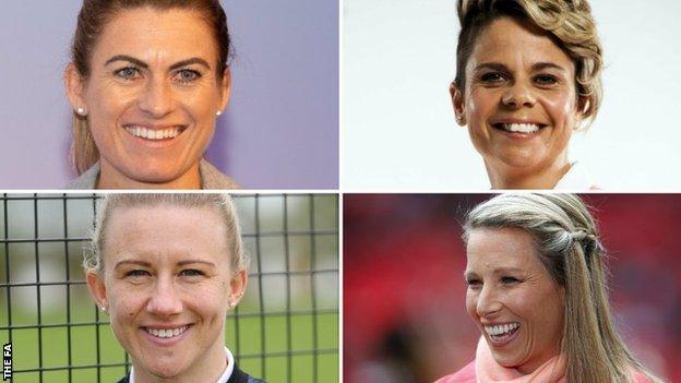 Karen Carney (top left), Sue Smith (top right), Laura Bassett (bottom left) and Rachel Brown-Finnis (bottom right)