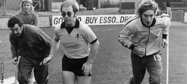 Sir Elton John and Rod Stewart at Vicarage Road