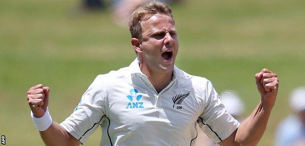 New Zealand's Neil Wagner celebrates a wicket