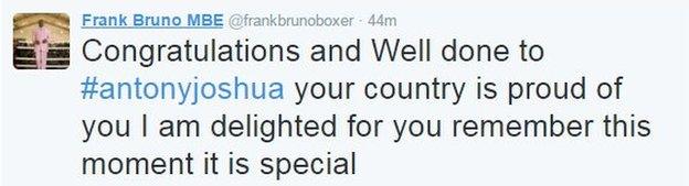 Frank Bruno tweet