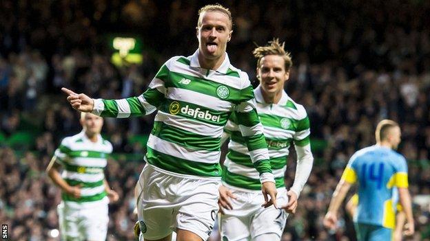 Celtic's Leigh Griffiths celebrates scoring against Astana