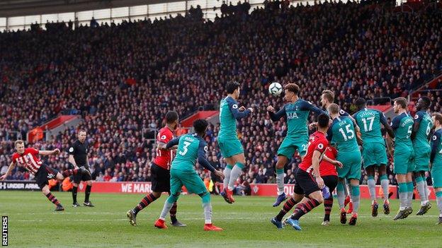 James Ward-Prowse scores with a 25-yard free-kick for the winner in a recent 2-1 victory over Tottenham