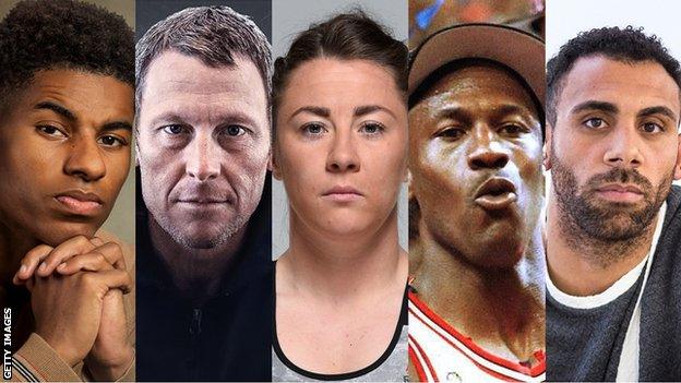 Marcus Rashford, Lance Armstrong, Molly McCann, Michael Jordan and Anton Ferdinand