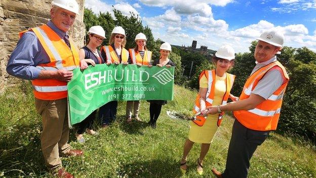 Councillors and officials in Wharton Park