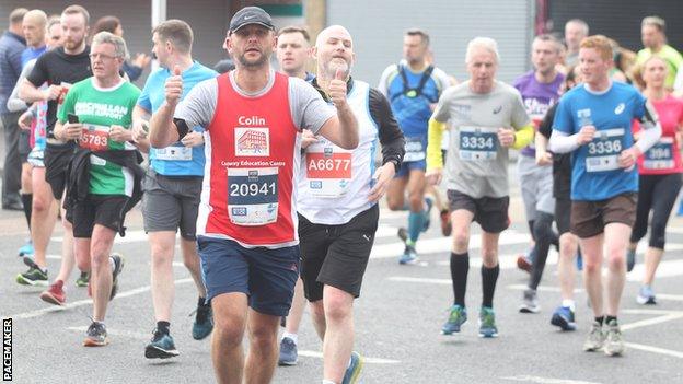 Competitors during Sunday's Belfast City Marathon