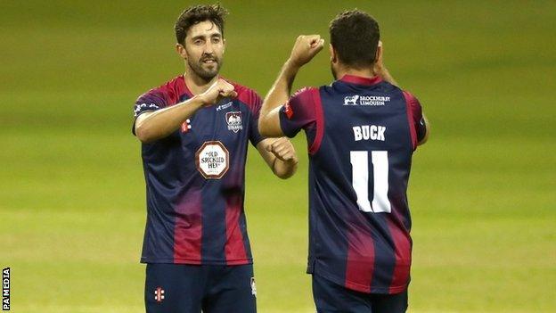 Ben Sanderson and Nathan Buck celebrated unbeaten Northants' third straight T20 win