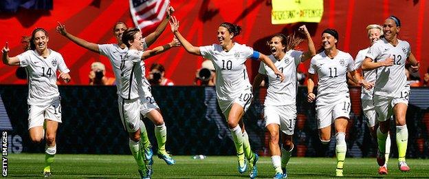 Carli Lloyd celebrate goal