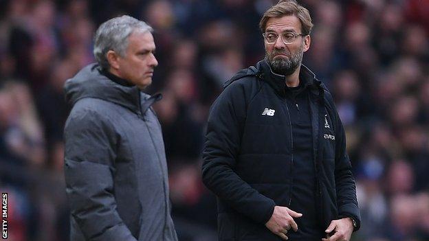 Jose Mourinho and Jurgen Klopp on the touchline