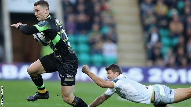 George North in action for Northampton against Saracens