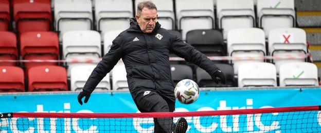 Kenny Shiels at Northern Ireland training