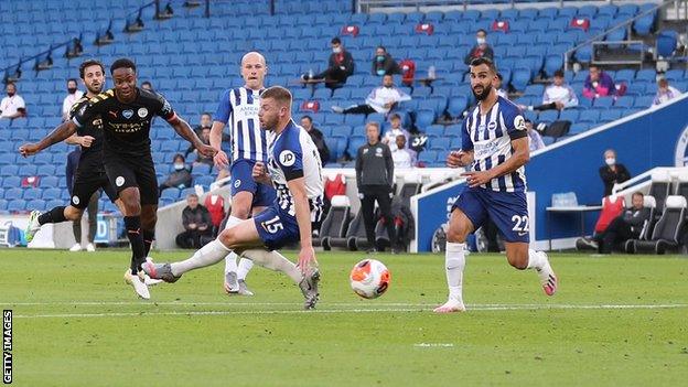 Raheem Sterling scores to put City 1-0 up