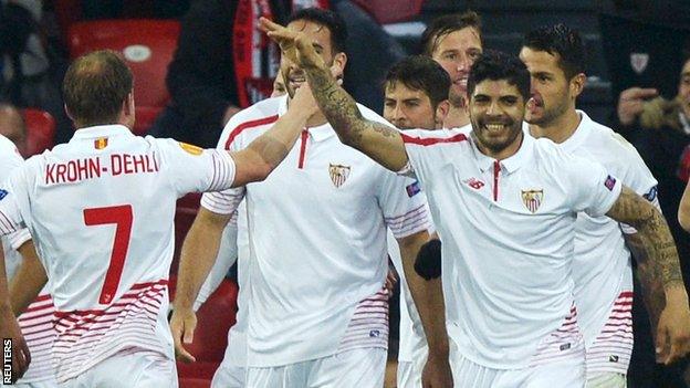 Sevilla players celebrate