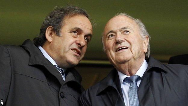 Michel Platini and Sepp Blatter