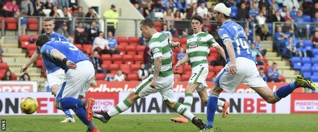 Leigh Griffiths scores for Celtic against St Johnstone