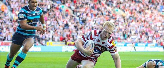 Liam Farrell claimed Wigan's first try - his eighth of the season