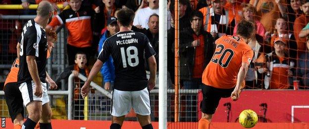 Blair Spittal scores for Dundee United against Dundee