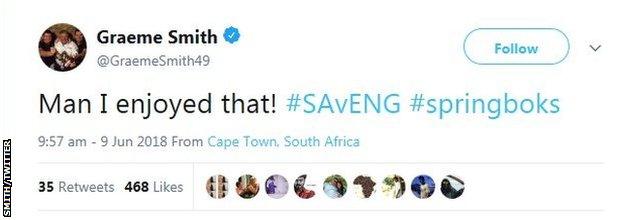 Former South Africa cricket captain Graeme Smith on twitter