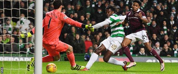 Dedryck Boyata scores for Celtic against Hearts