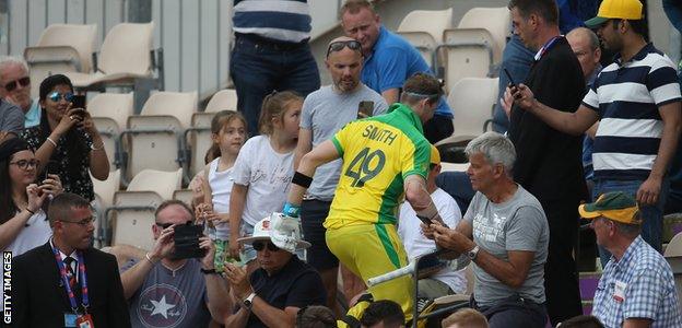 Steve Smith walks off after scoring a hundred against England