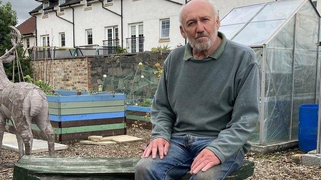 Peebles Allotments Association chairman Ian Mewett at his plot