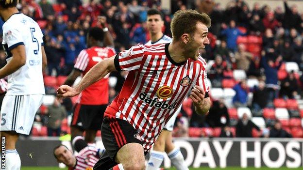 Callum McManaman celebrates scoring a late winner for Sunderland