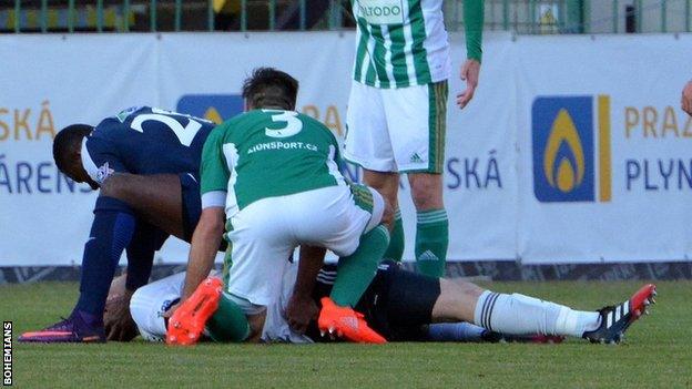 Togolese striker Francis Kone saves the life of goalkeeper Martin Berkovec