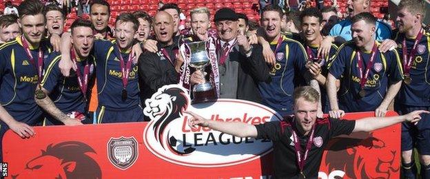 Arbroath celebrate winning Scottish League Two