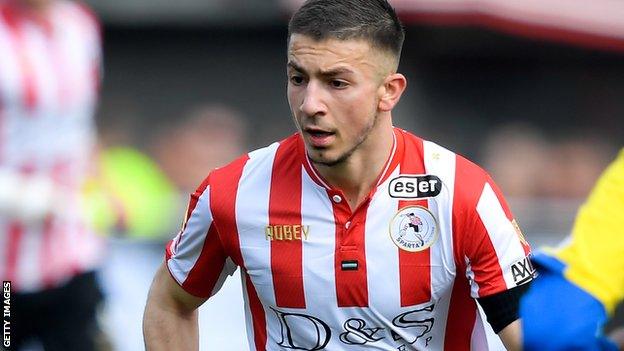 Halil Dervisoglu in action for Sparta Rotterdam