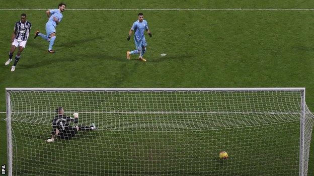 Ilkay Gundogan scores his second goal for Manchester City against West Brom