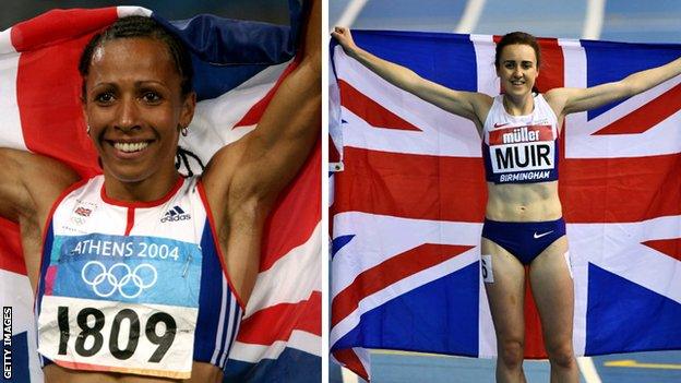 Dame Kelly Holmes (left) and Laura Muir