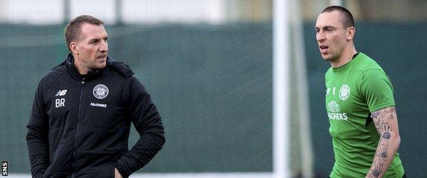 Celtic manager Brendan Rodgers and captain Scott Brown