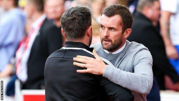 Stoke boss Nathan Jones was the recipient of some supportive words form opposite number Lee Johnson after the match