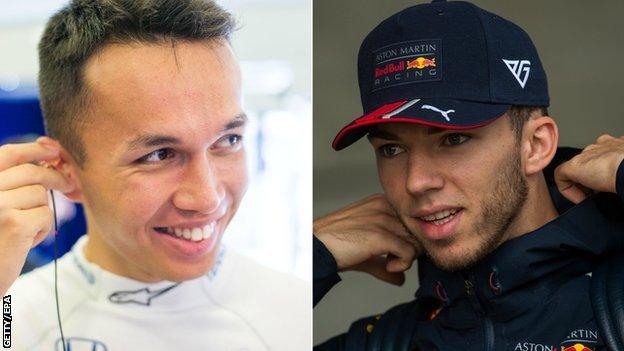 Alexander Albon (left) and Pierre Gasly