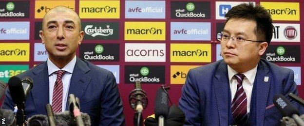 New Aston Villa manager Roberto Di Matteo and owner Tony Xia held their first press conference at Villa Park