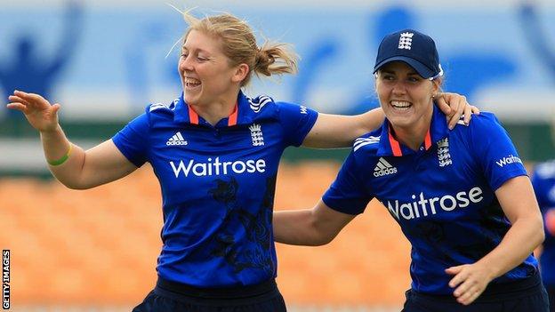 England's Heather Knight celebrates a wicket