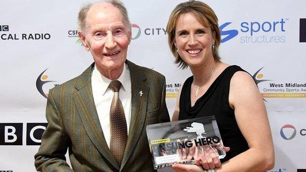 David Finney was presented with his award by former Midlands star athlete Kath Merry, who won 400m bronze in the 2000 Olympics in Sydney