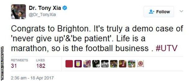 Dr Tony Xia tweet