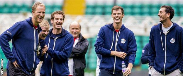 Britain's Davis Cup stars enjoyed their visit to Celtic Park