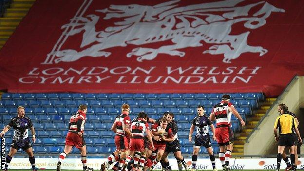 London Welsh banner at Kassam Stadium