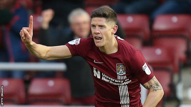 Alex Revell celebrates scoring for Northampton against Southend earlier this month