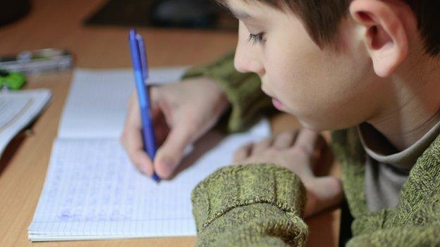 Boy doing homework