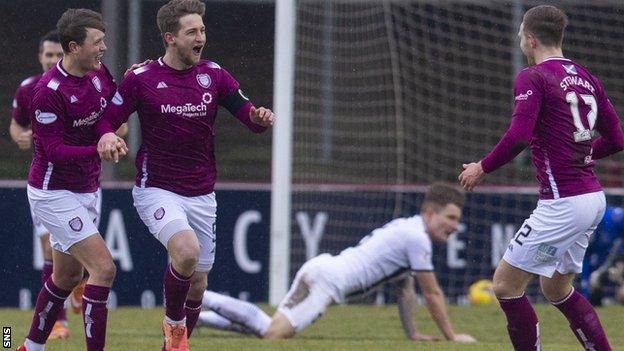 Arbroath's Thomas O'Brien celebrates making it 1-0