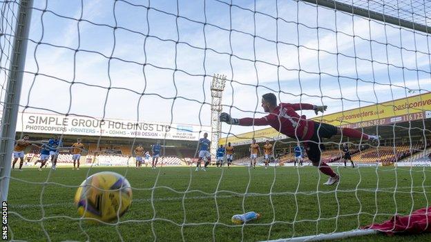 Rangers scored two penalties awarded for handball in the 5-1 win at Fir Park